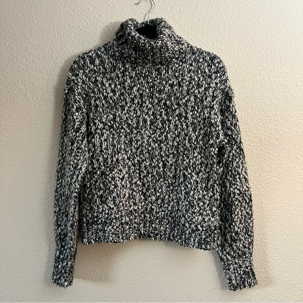 Knit Black and White Turtleneck Sweater
